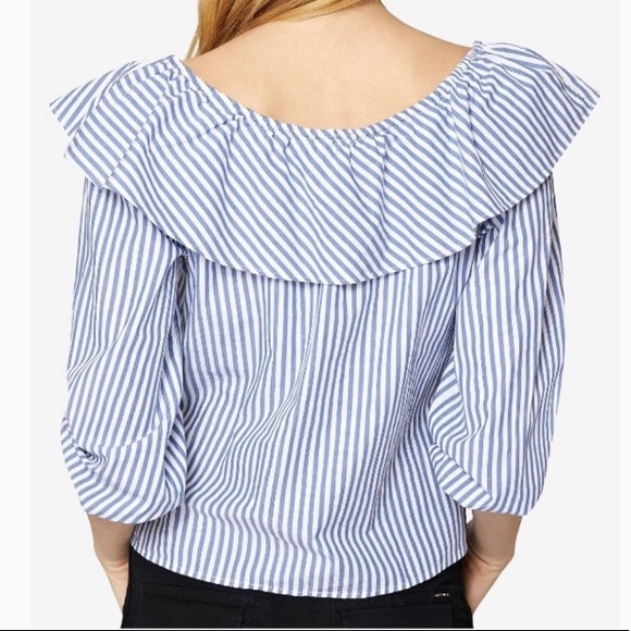 Sanctuary Blue Stripe Secret Garden Ruffle Top S - Picture 3 of 6